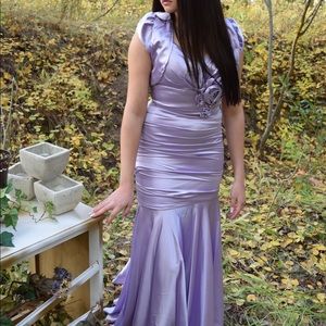 Lilac Satin Prom Dress